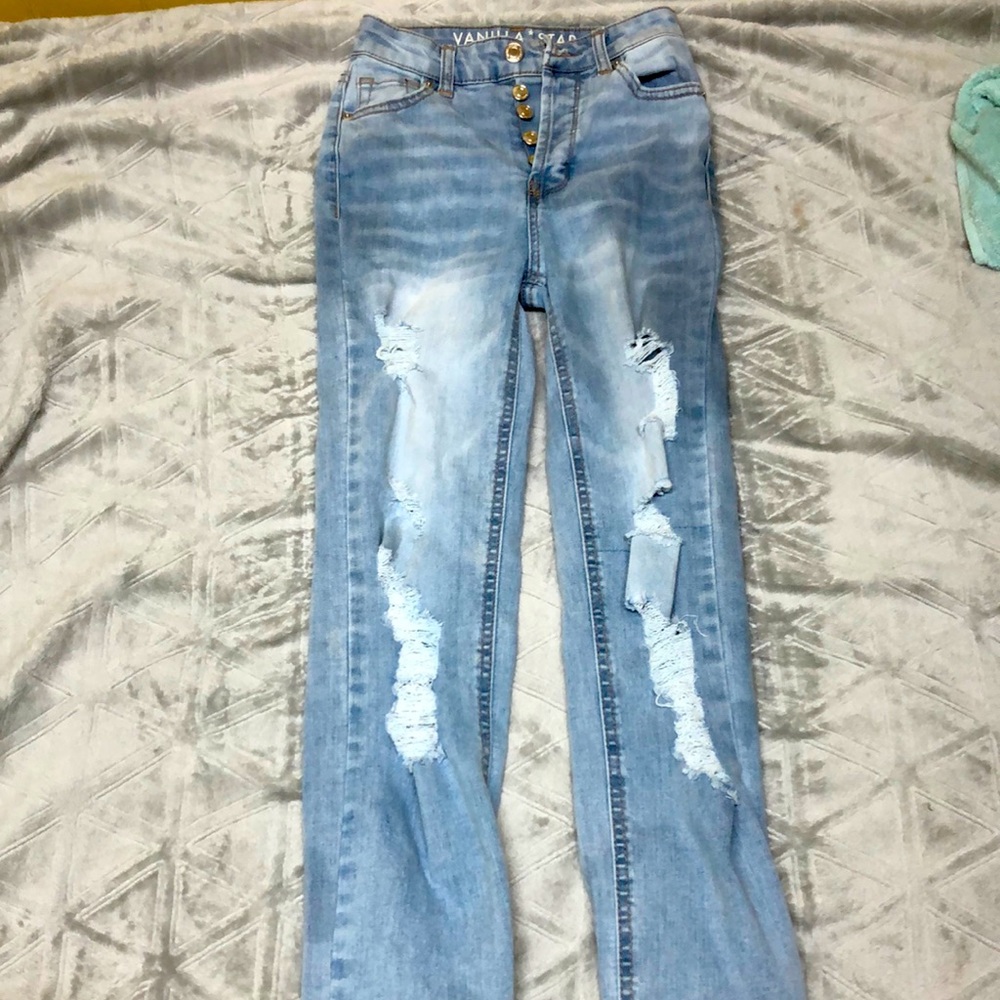 New Vanilla Star Ripped Jeans Kids- size 10-girls